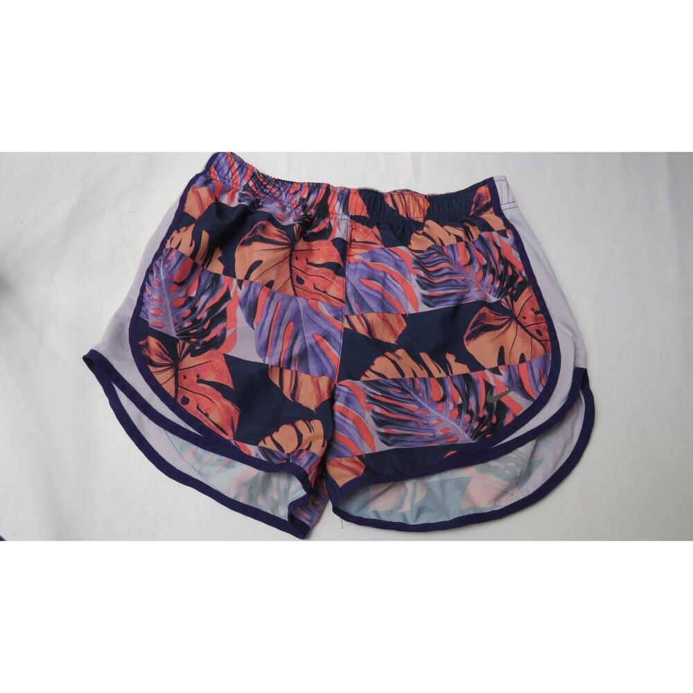 Nike Athletic Shorts Womens Size S Purple Tropical Monstera Leaf Print Dri-Fit